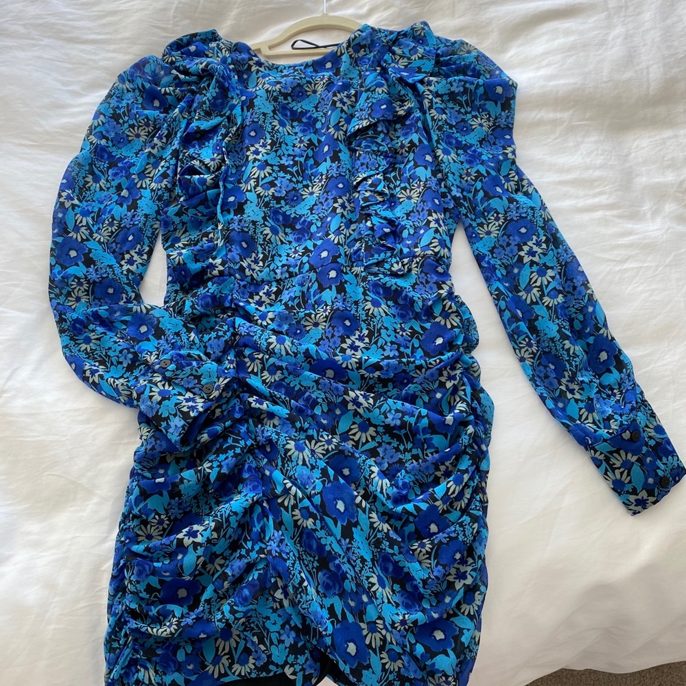 Zara mini ruffle blue floral dress TAGS ON - Picture 3 of 4